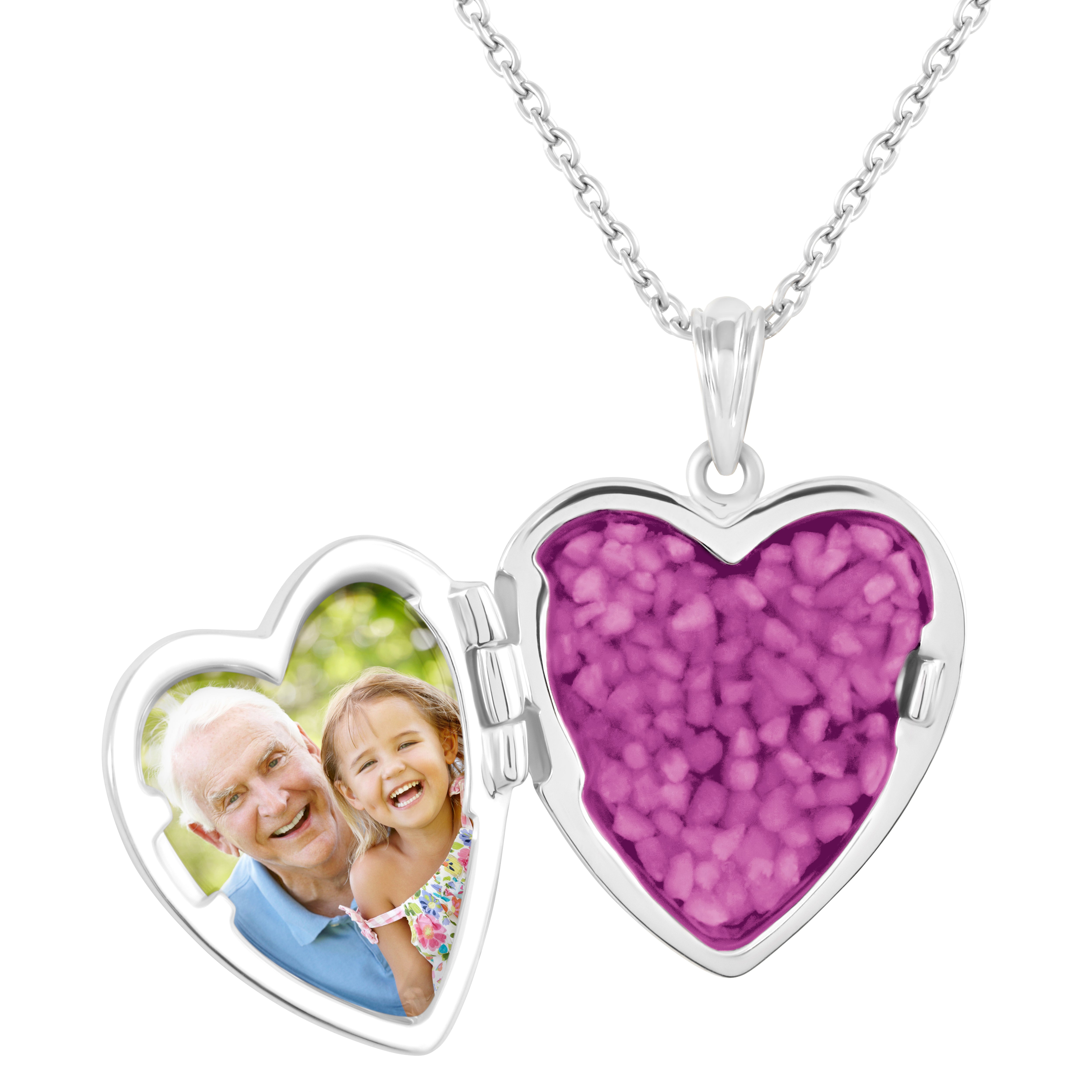 EverWith Pink Rose Heart Shaped Sterling Silver Memorial Ashes Locket