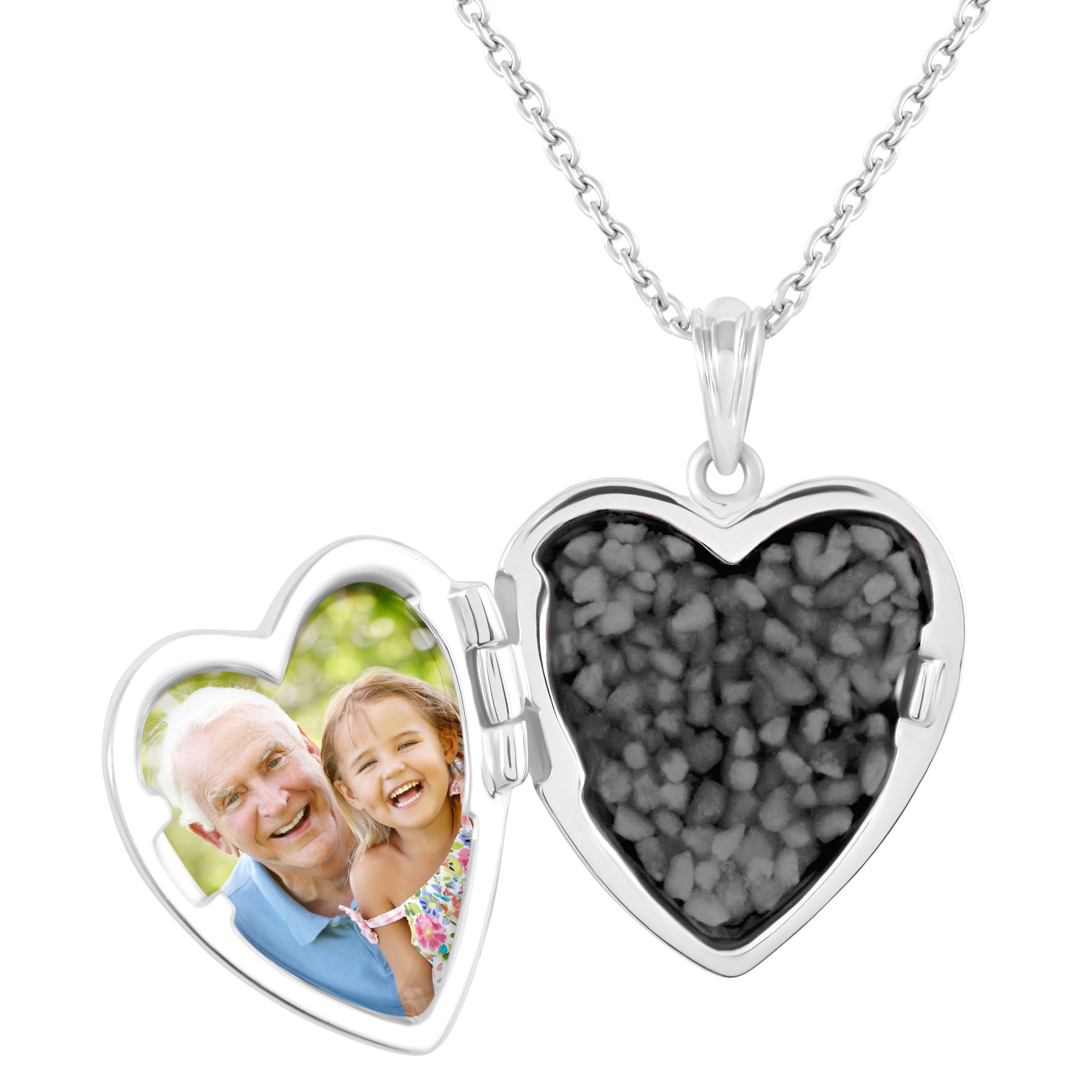 EverWith Footsteps Heart Shaped Sterling Silver Memorial Ashes Locket