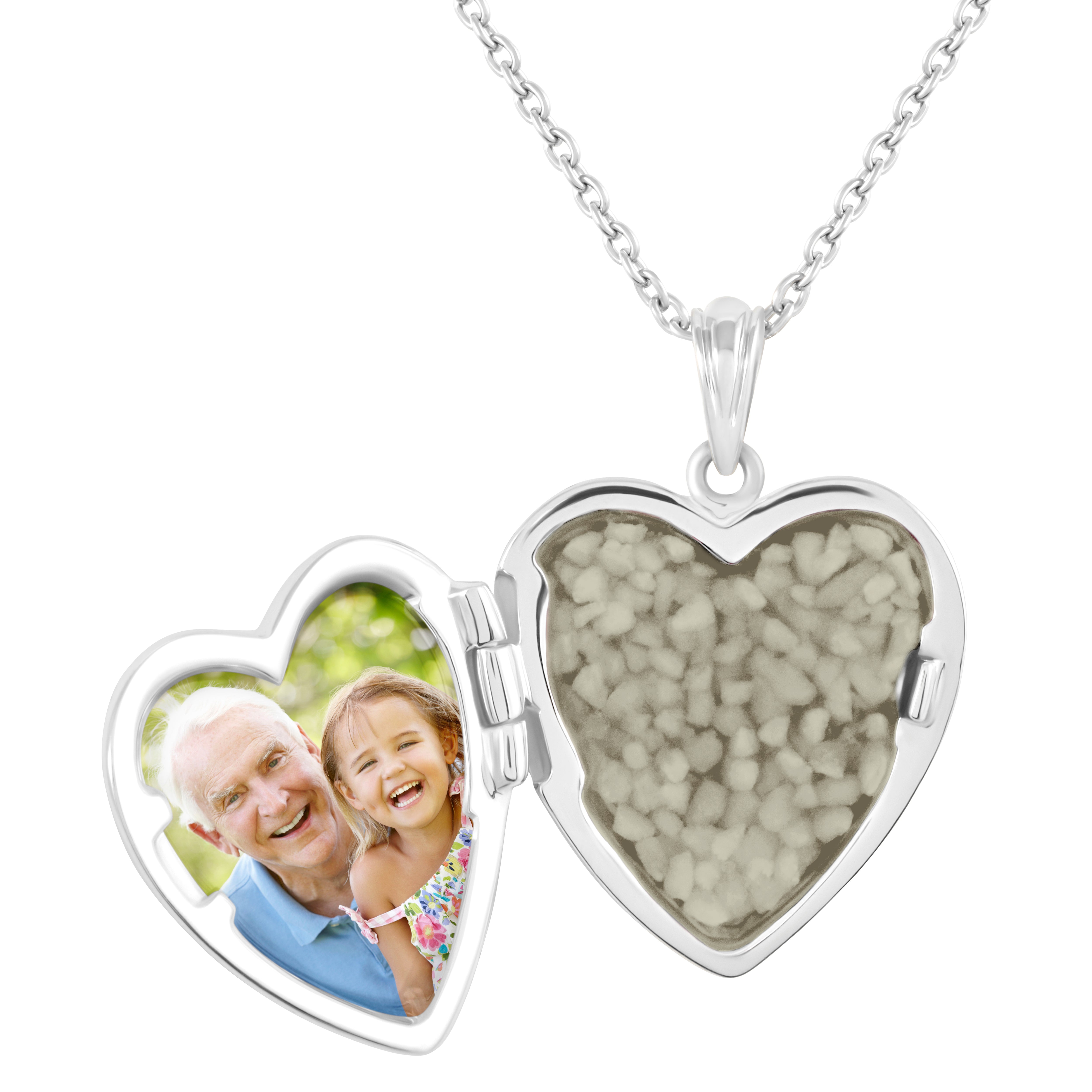 EverWith Footsteps Heart Shaped Sterling Silver Memorial Ashes Locket