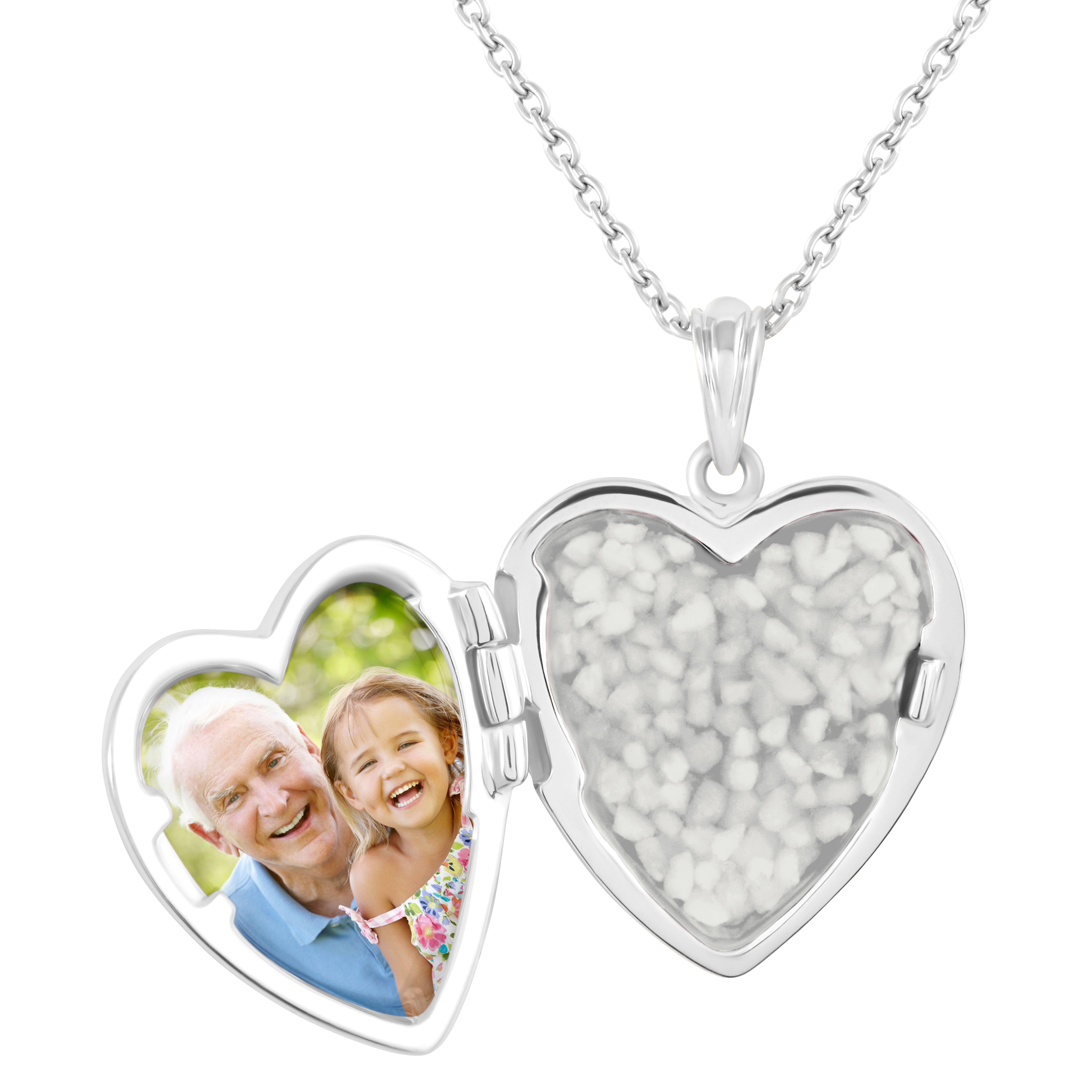 EverWith Footsteps Heart Shaped Sterling Silver Memorial Ashes Locket