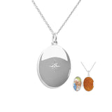 EverWith Shining Star Oval Shaped Sterling Silver Memorial Ashes Locket