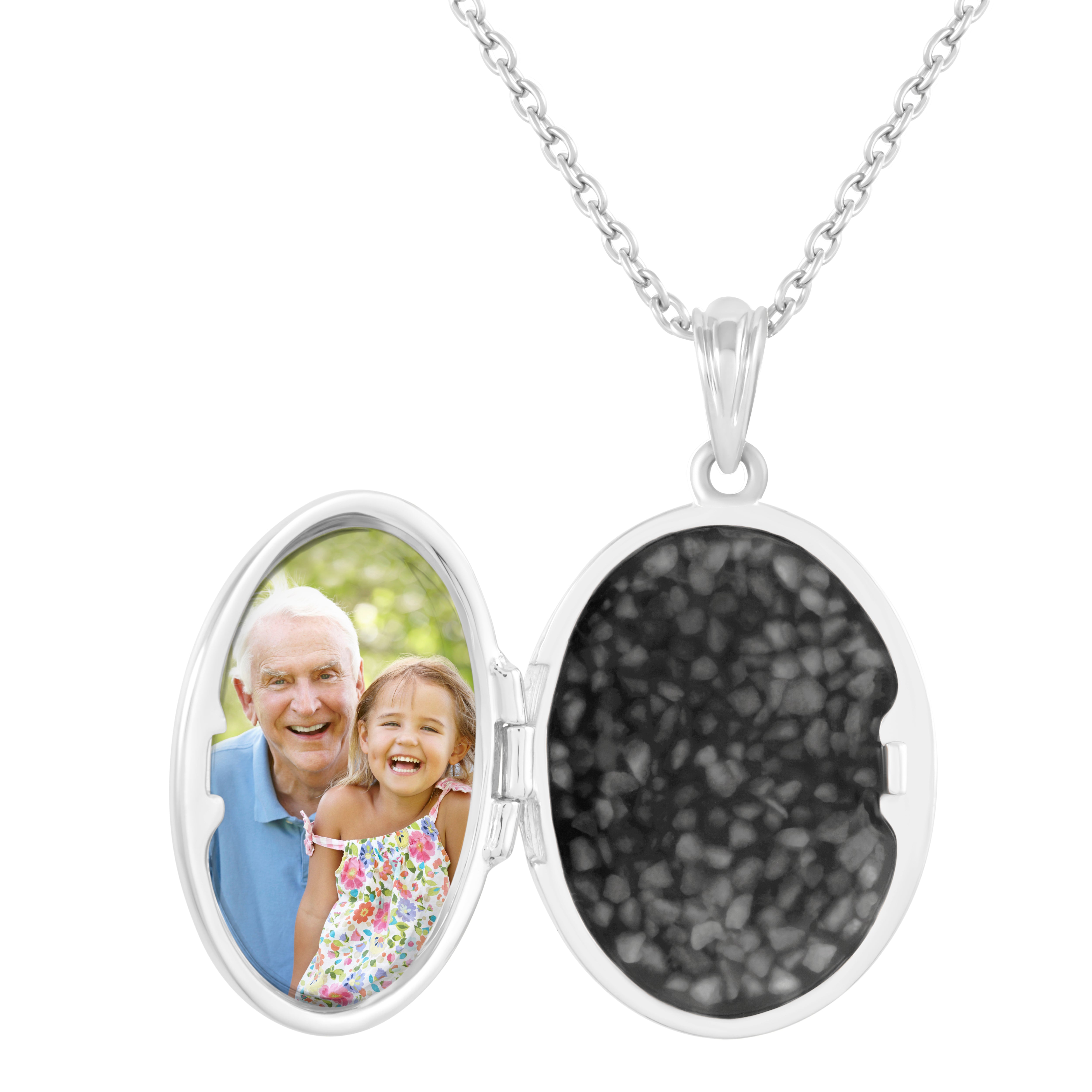 EverWith Shining Star Oval Shaped Sterling Silver Memorial Ashes Locket