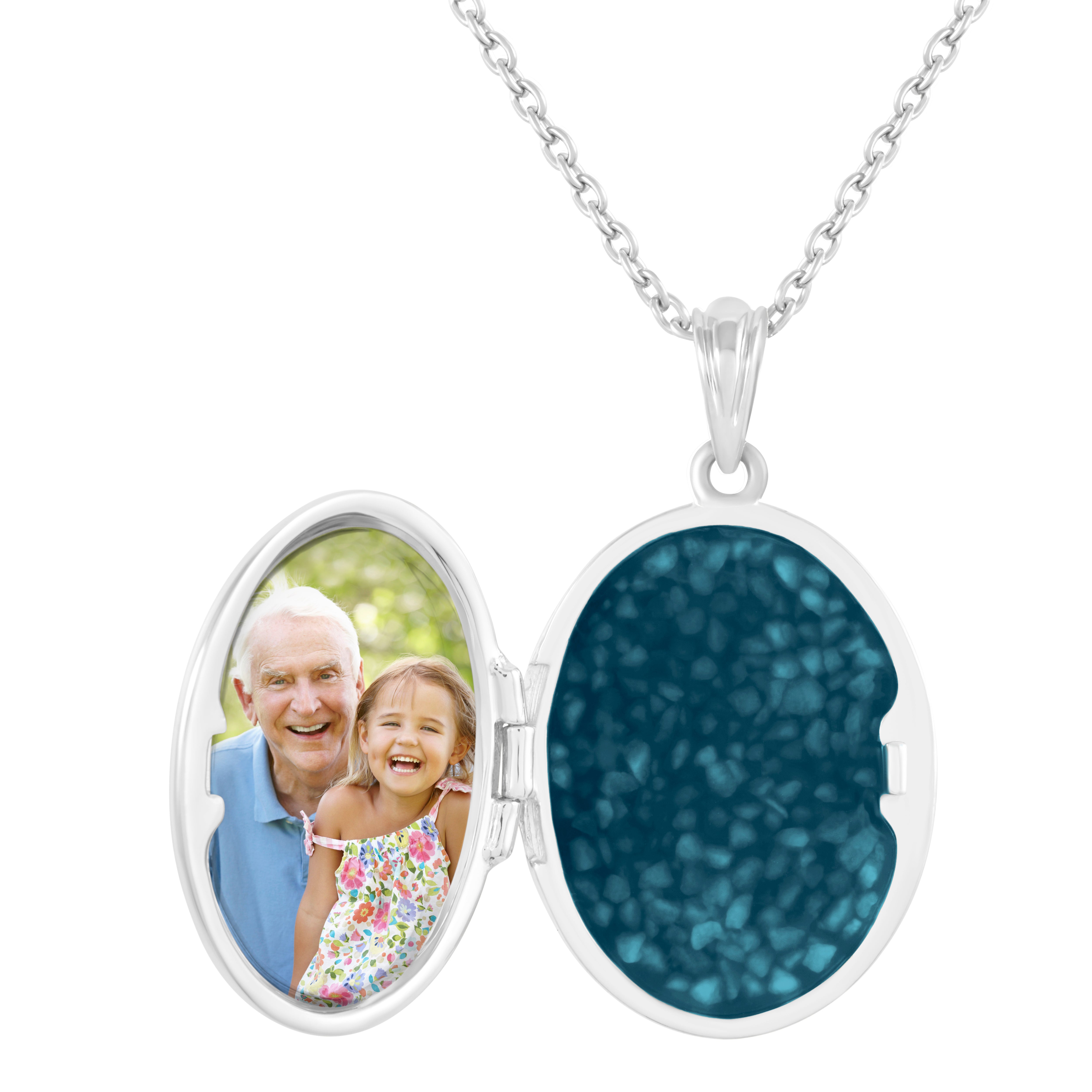 EverWith Shining Star Oval Shaped Sterling Silver Memorial Ashes Locket