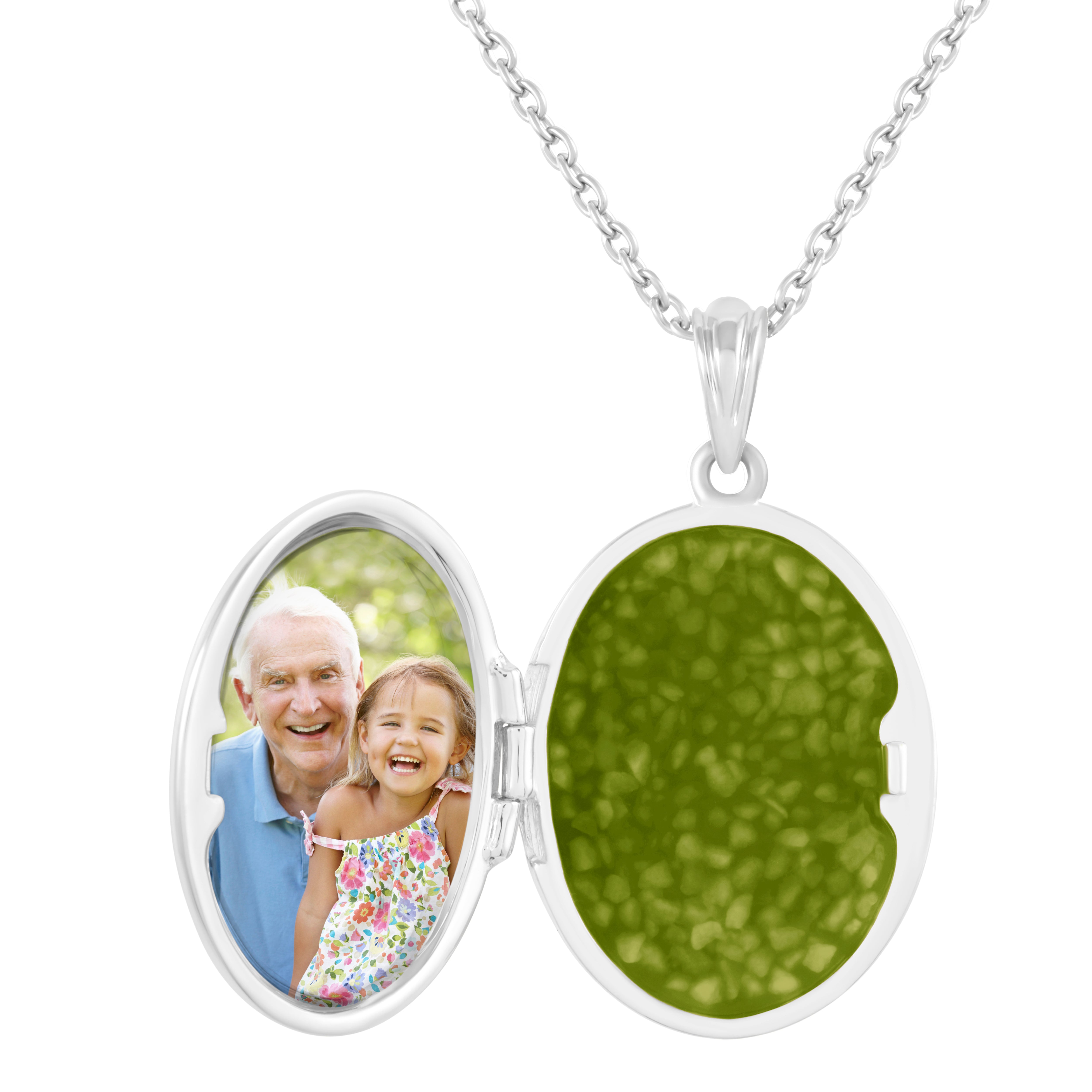 EverWith Shining Star Oval Shaped Sterling Silver Memorial Ashes Locket