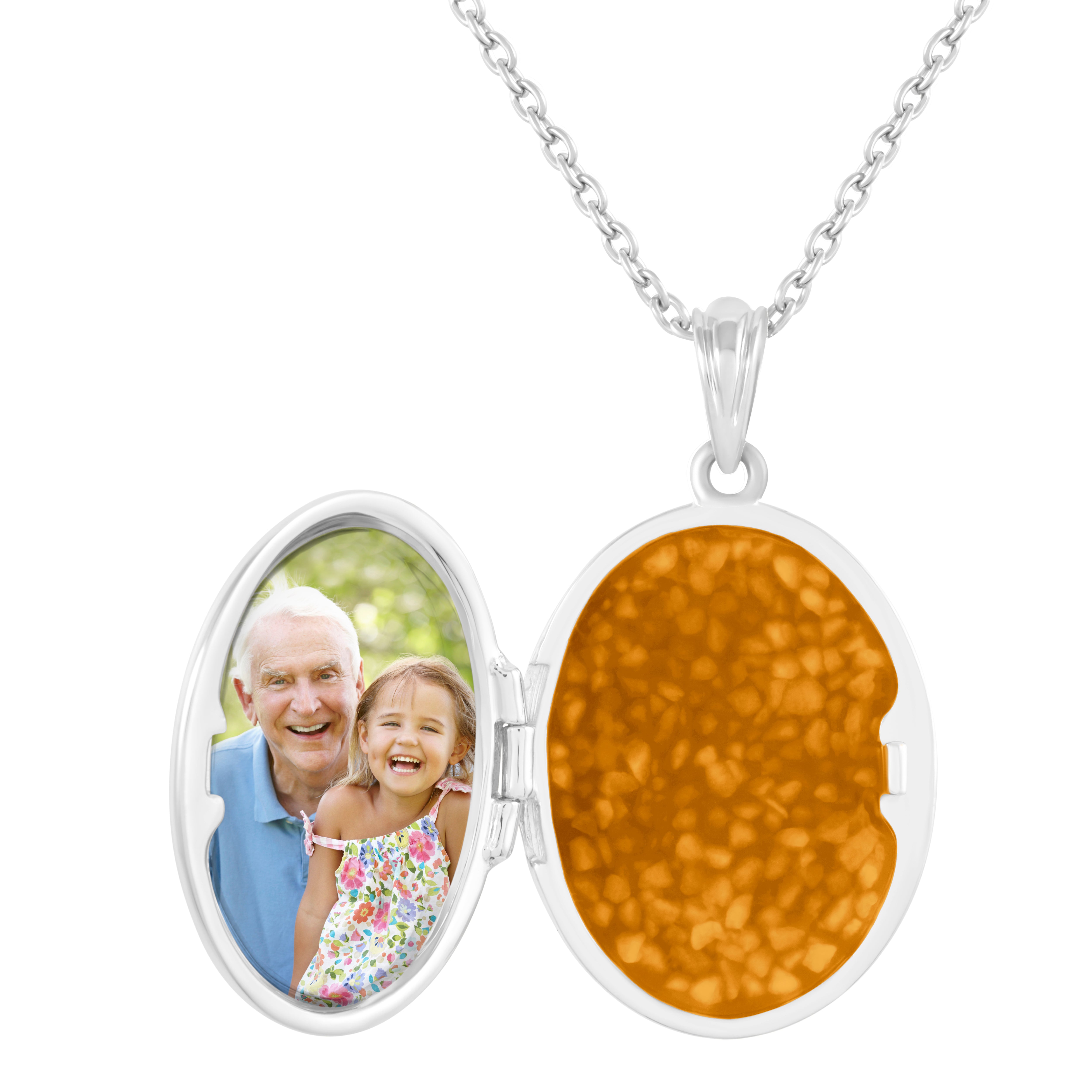 EverWith Shining Star Oval Shaped Sterling Silver Memorial Ashes Locket