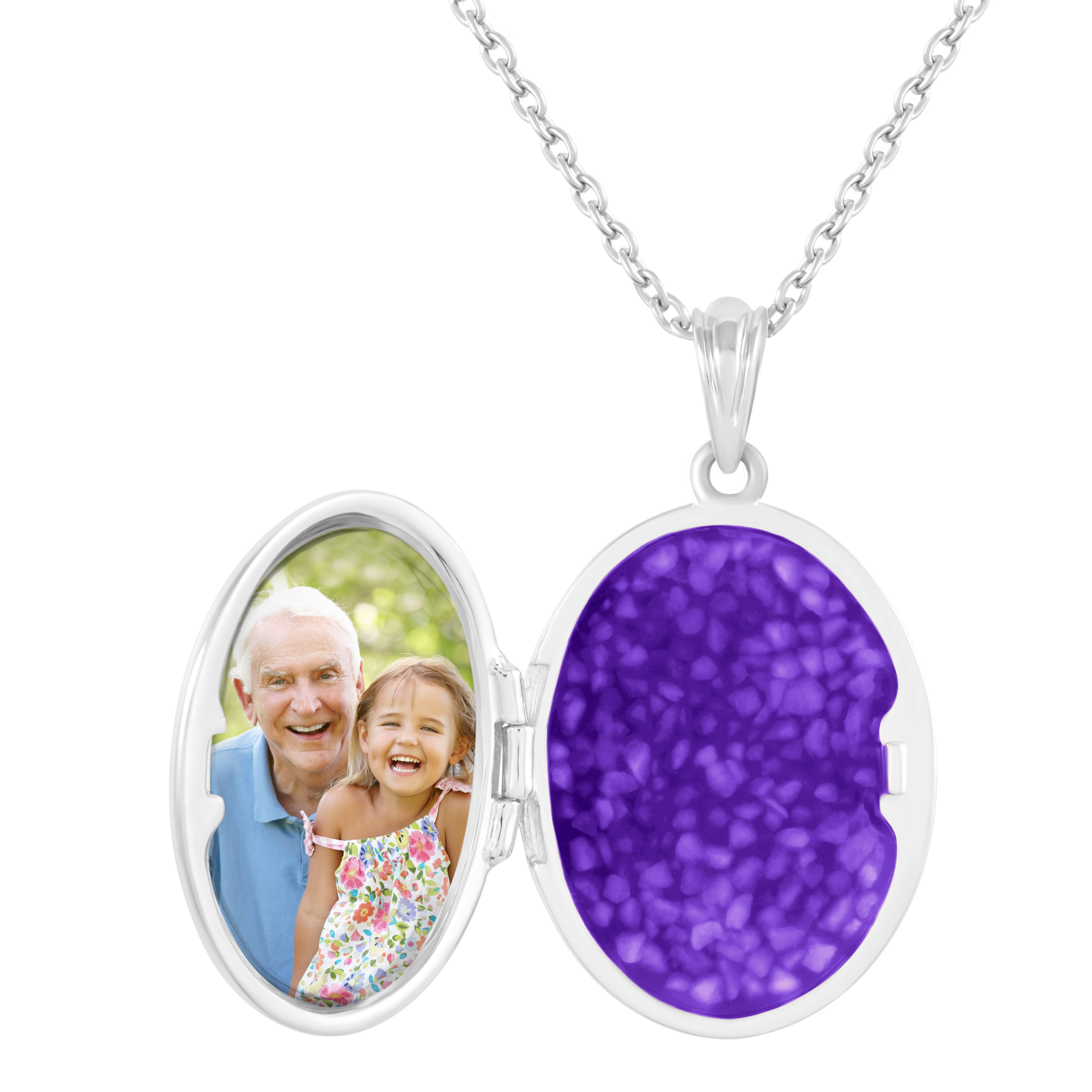 EverWith Shining Star Oval Shaped Sterling Silver Memorial Ashes Locket