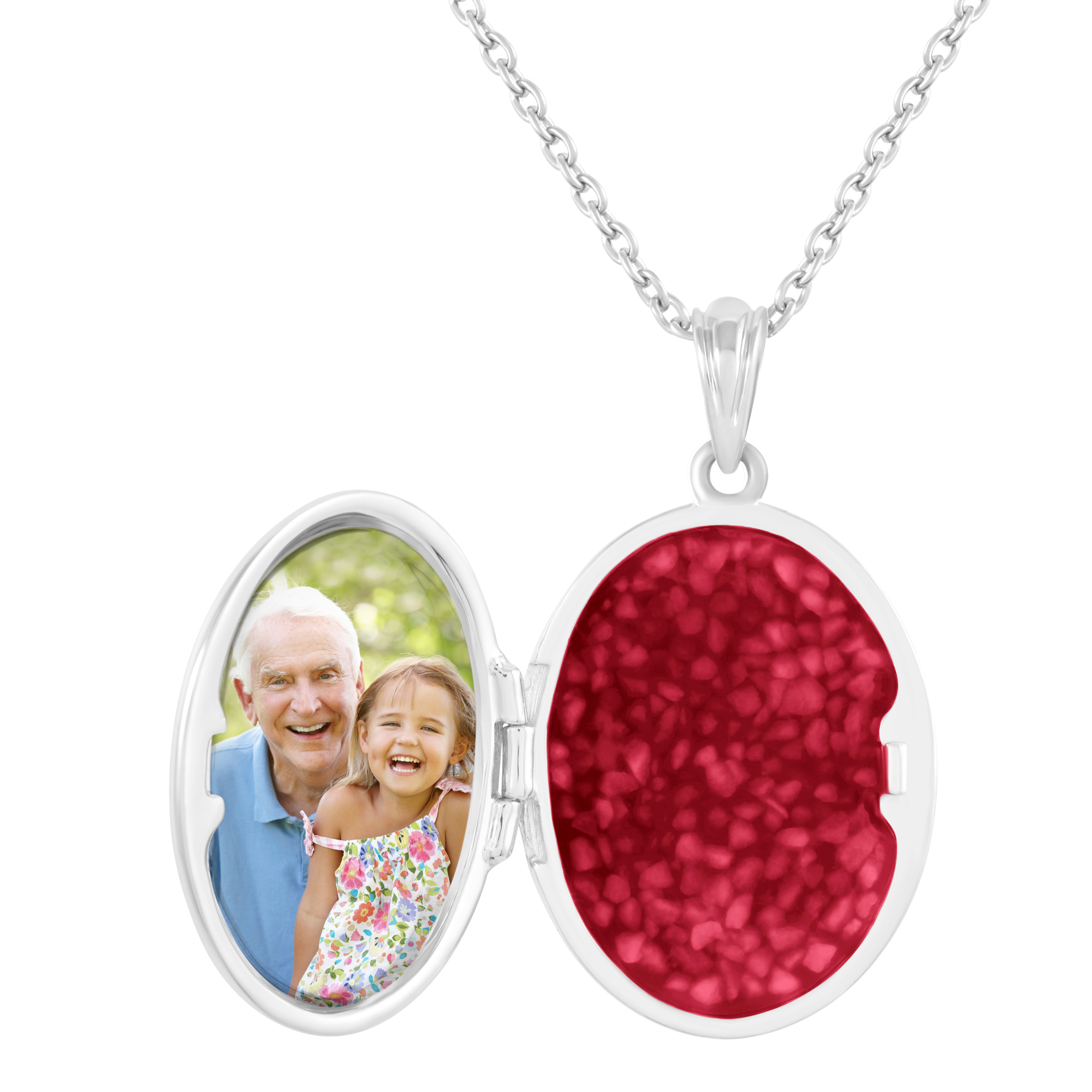 EverWith Shining Star Oval Shaped Sterling Silver Memorial Ashes Locket