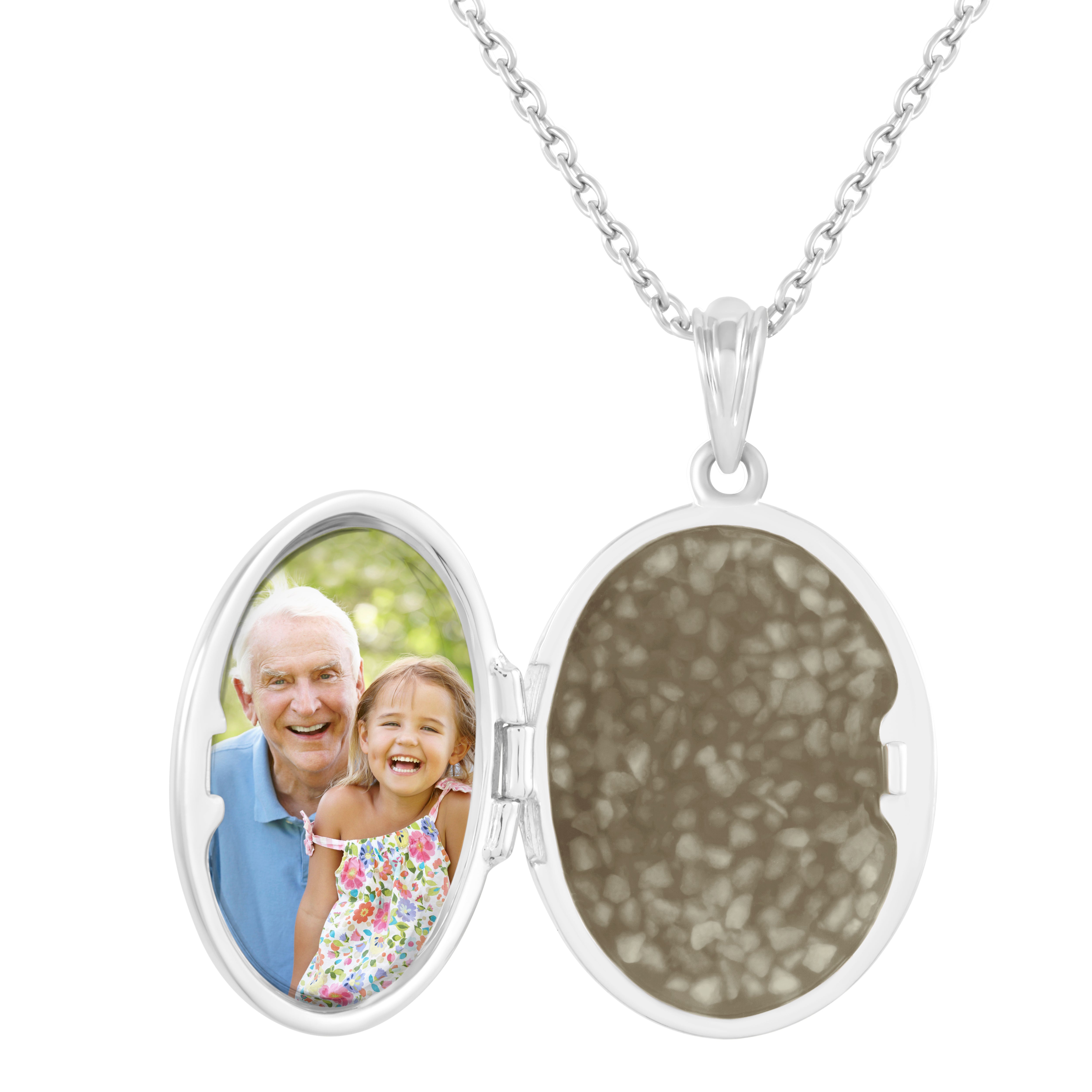 EverWith Shining Star Oval Shaped Sterling Silver Memorial Ashes Locket