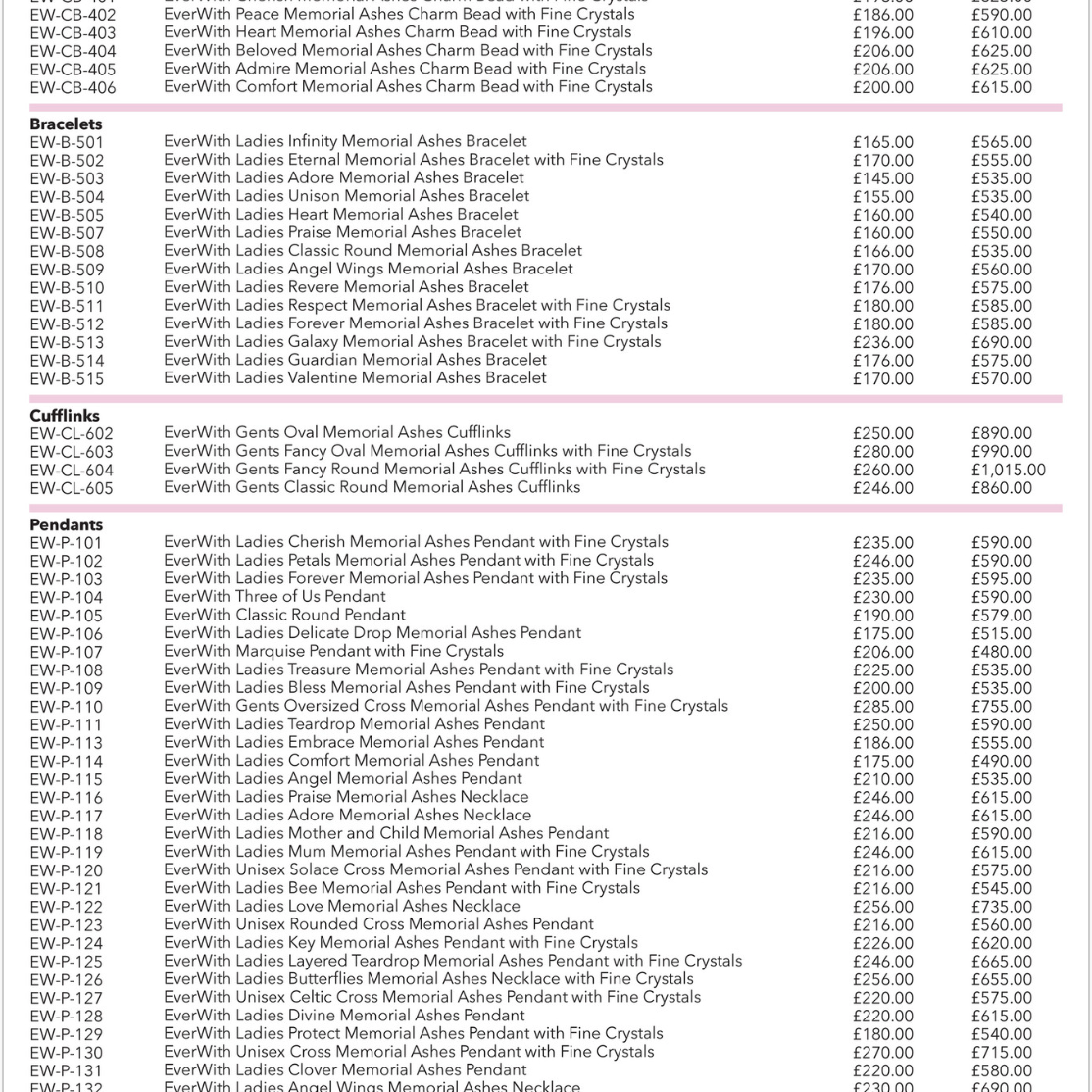 EverWith Trade Price List - A4 Folded Leaflet - September 2025 onwards