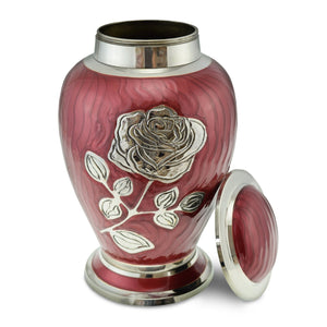 Bloom Red Patterned With Rose Adult Cremation Urn for Ashes - EverWith Memorial Jewellery - Trade