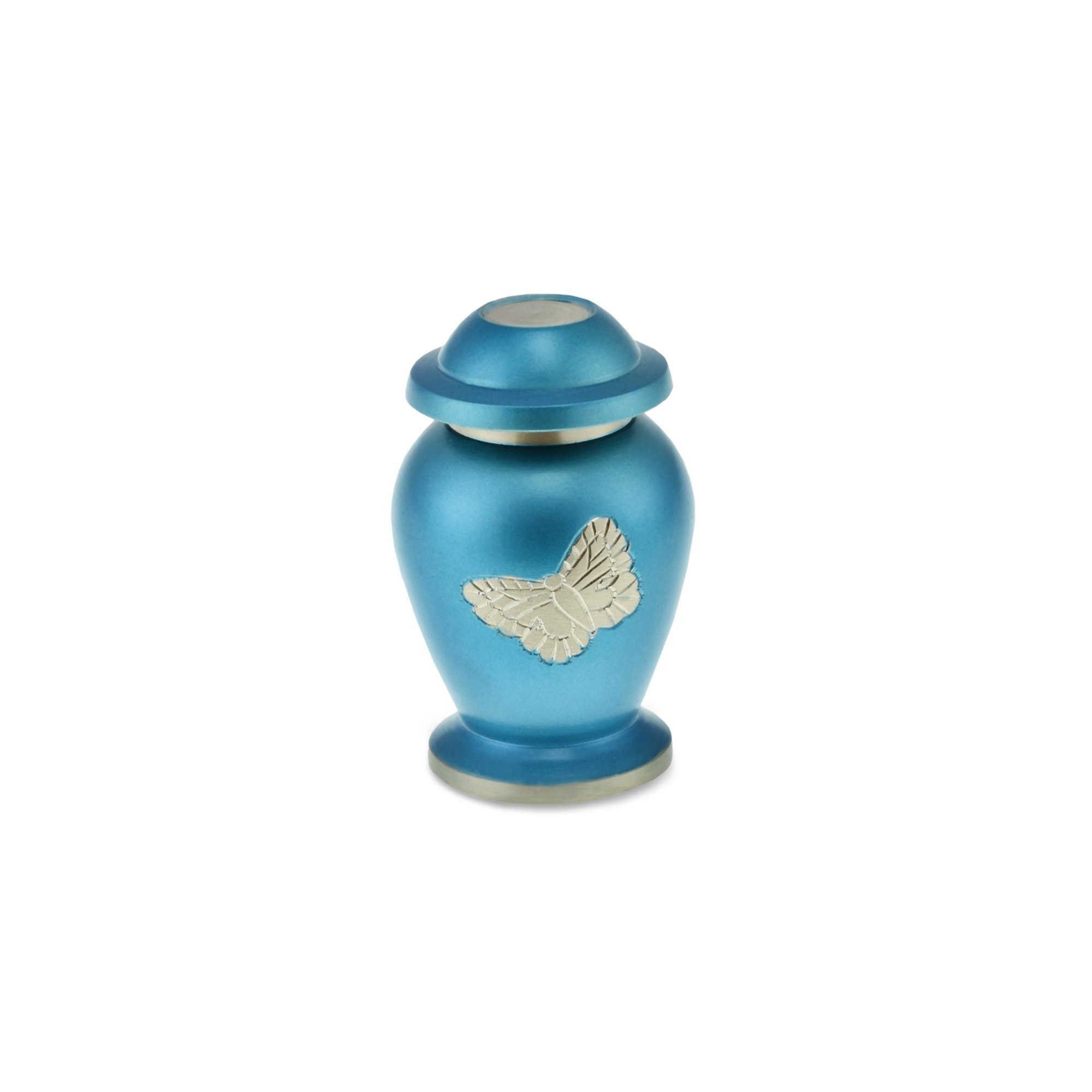 Butterfly Brass Adult Keepsake / Miniature Cremation Urn in Blue - EverWith Memorial Jewellery - Trade