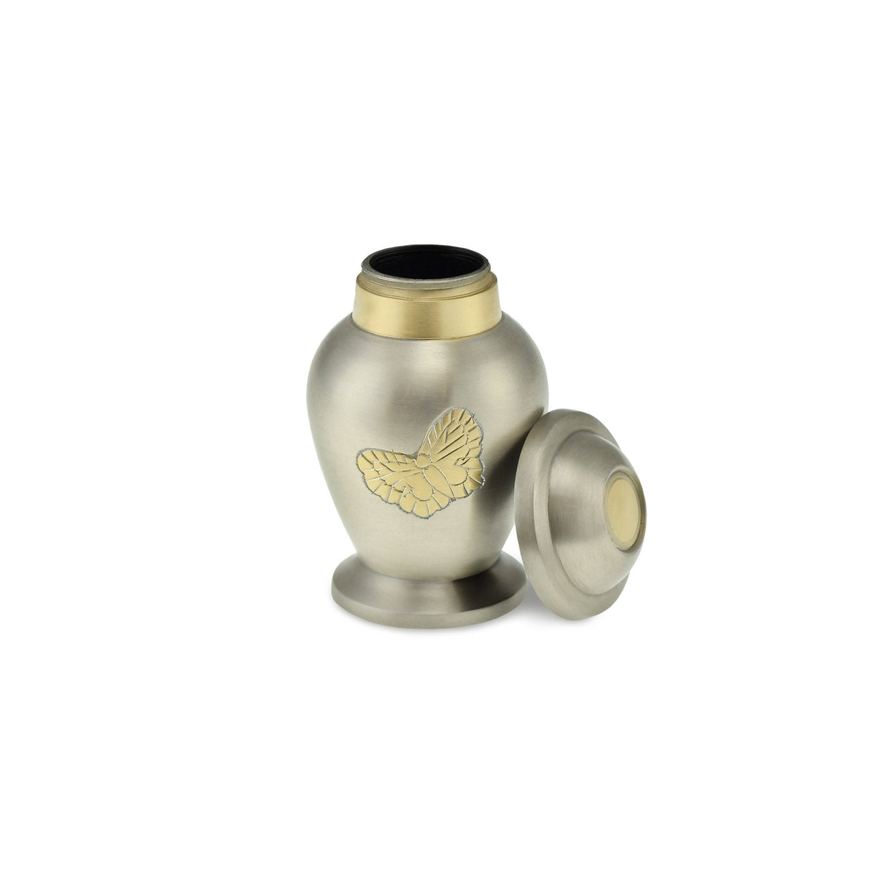 Load image into Gallery viewer, Butterfly Brass Adult Keepsake / Miniature Cremation Urn in Pewter - EverWith Memorial Jewellery - Trade