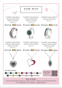 EverWith A5 Product Leaflet with QR Code - EverWith Memorial Jewellery - Trade