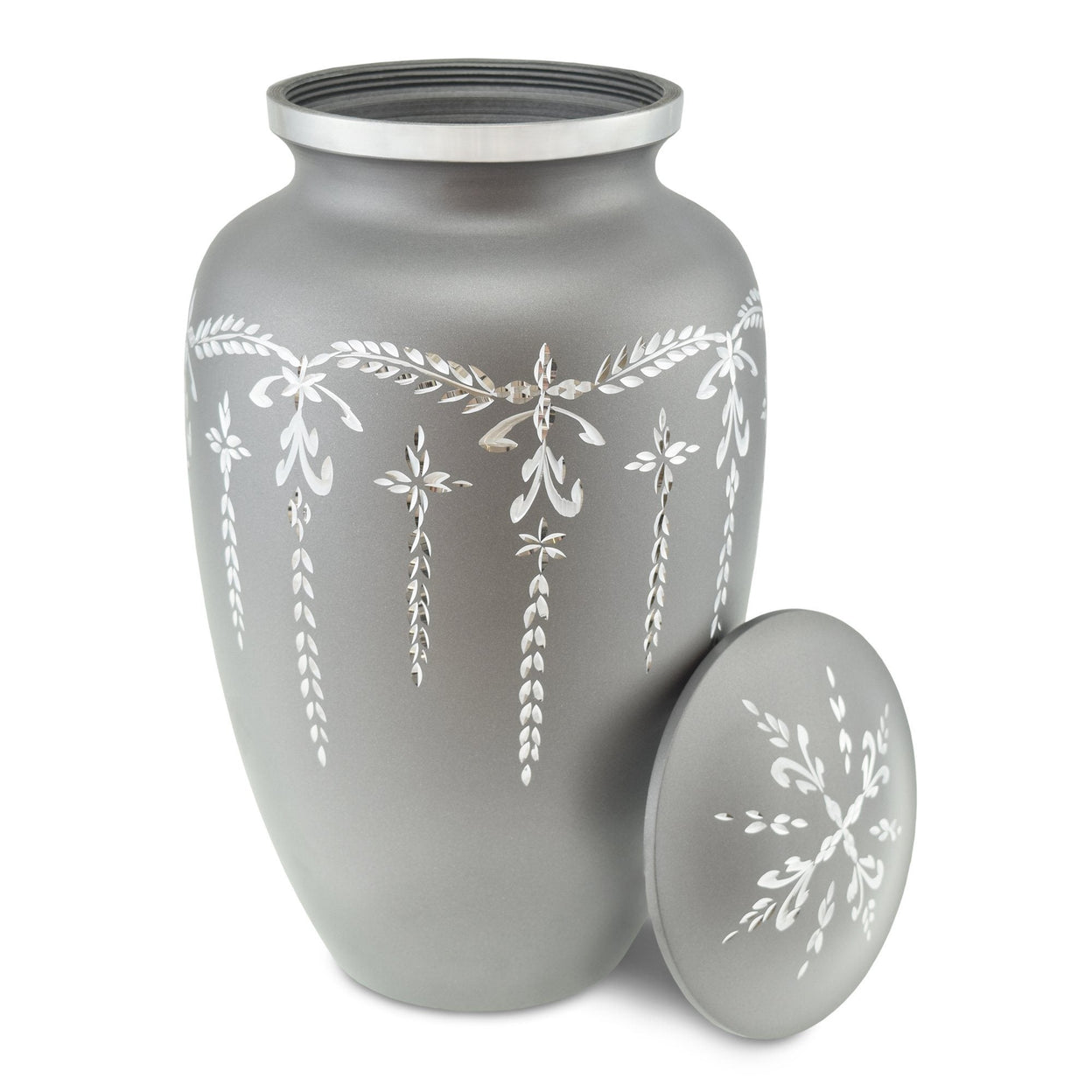 Load image into Gallery viewer, Flourish Grey Engraved Flourish Adult Cremation Urn for Ashes - EverWith Memorial Jewellery - Trade