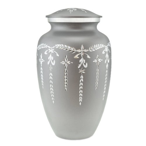 Flourish Grey Engraved Flourish Adult Cremation Urn for Ashes - EverWith Memorial Jewellery - Trade