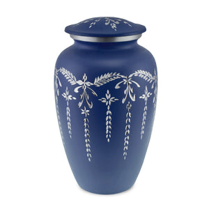 Flourish Metal Adult Cremation Urn for Ashes in Matt Navy Blue - EverWith Memorial Jewellery - Trade