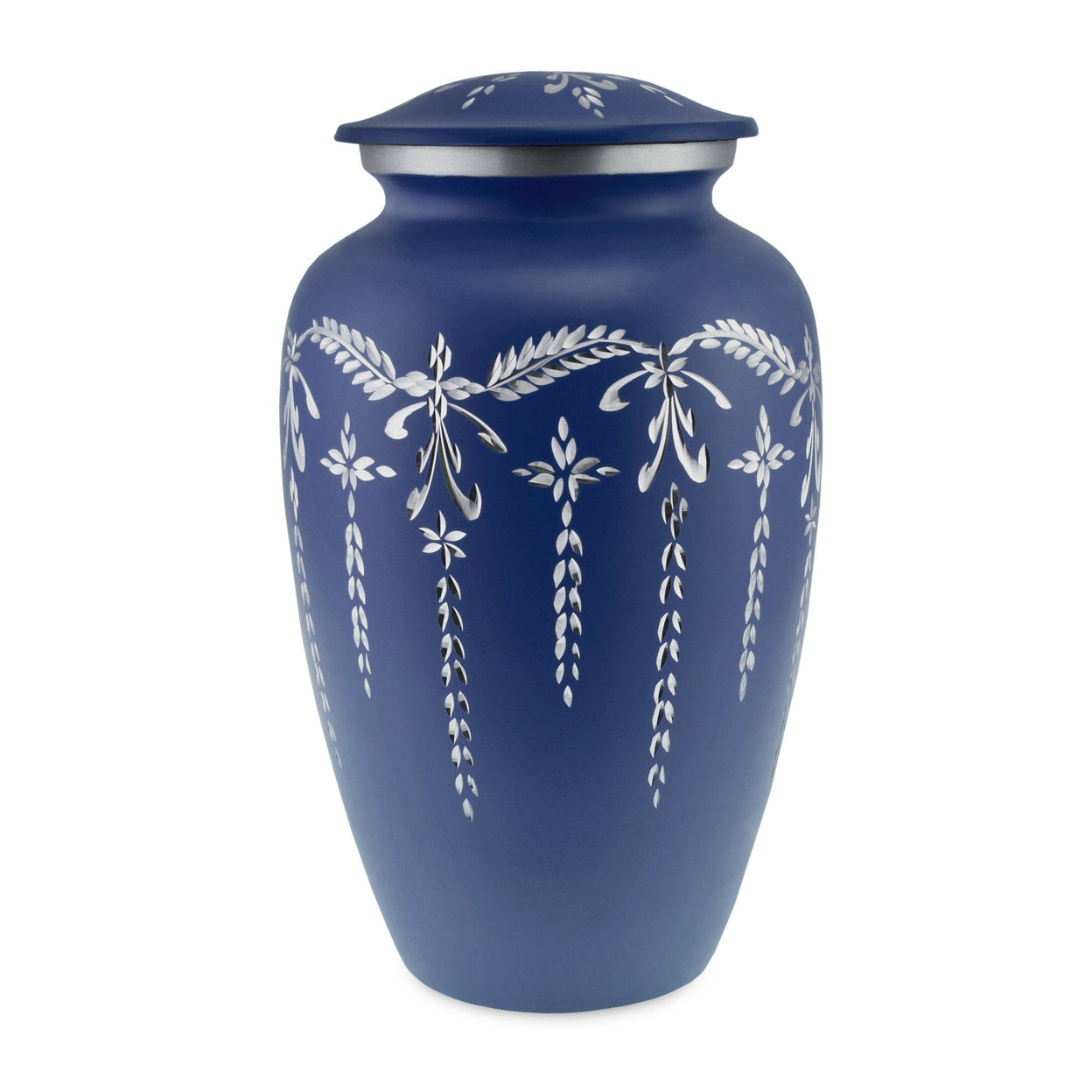 Load image into Gallery viewer, Flourish Metal Adult Cremation Urn for Ashes in Matt Navy Blue - EverWith Memorial Jewellery - Trade