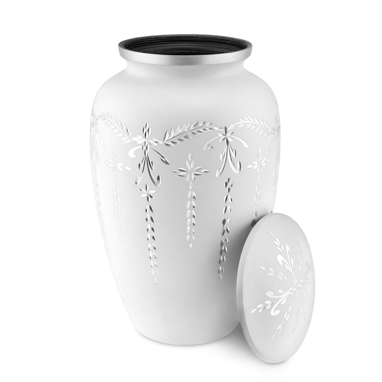 Load image into Gallery viewer, Flourish Metal Adult Cremation Urn for Ashes in Matt White - EverWith Memorial Jewellery - Trade