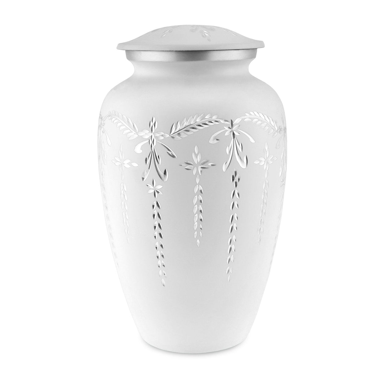 Load image into Gallery viewer, Flourish Metal Adult Cremation Urn for Ashes in Matt White - EverWith Memorial Jewellery - Trade