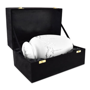 Flourish Metal Adult Cremation Urn for Ashes in Matt White - EverWith Memorial Jewellery - Trade