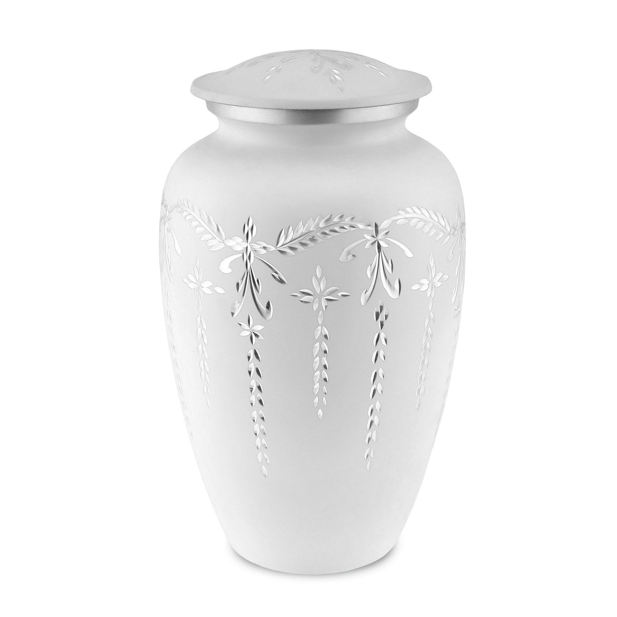 Load image into Gallery viewer, Flourish Metal Adult Cremation Urn for Ashes in Matt White - EverWith Memorial Jewellery - Trade