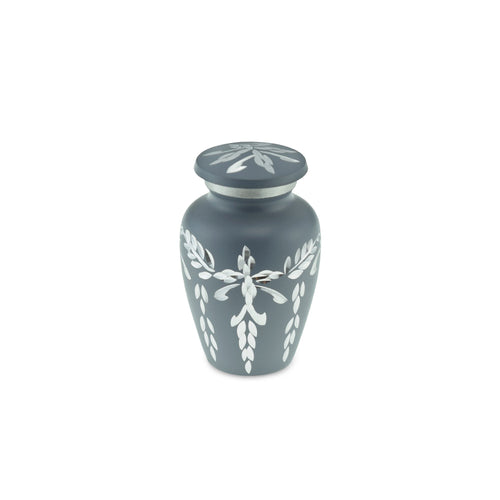 Flourish Metal Adult Keepsake / Miniature Cremation Urn for Ashes in Grey - EverWith Memorial Jewellery - Trade