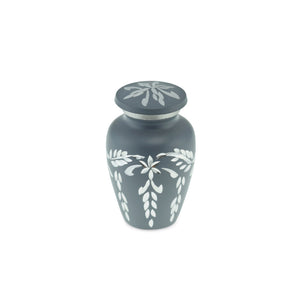 Flourish Metal Adult Keepsake / Miniature Cremation Urn for Ashes in Grey - EverWith Memorial Jewellery - Trade