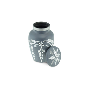 Flourish Metal Adult Keepsake / Miniature Cremation Urn for Ashes in Grey - EverWith Memorial Jewellery - Trade