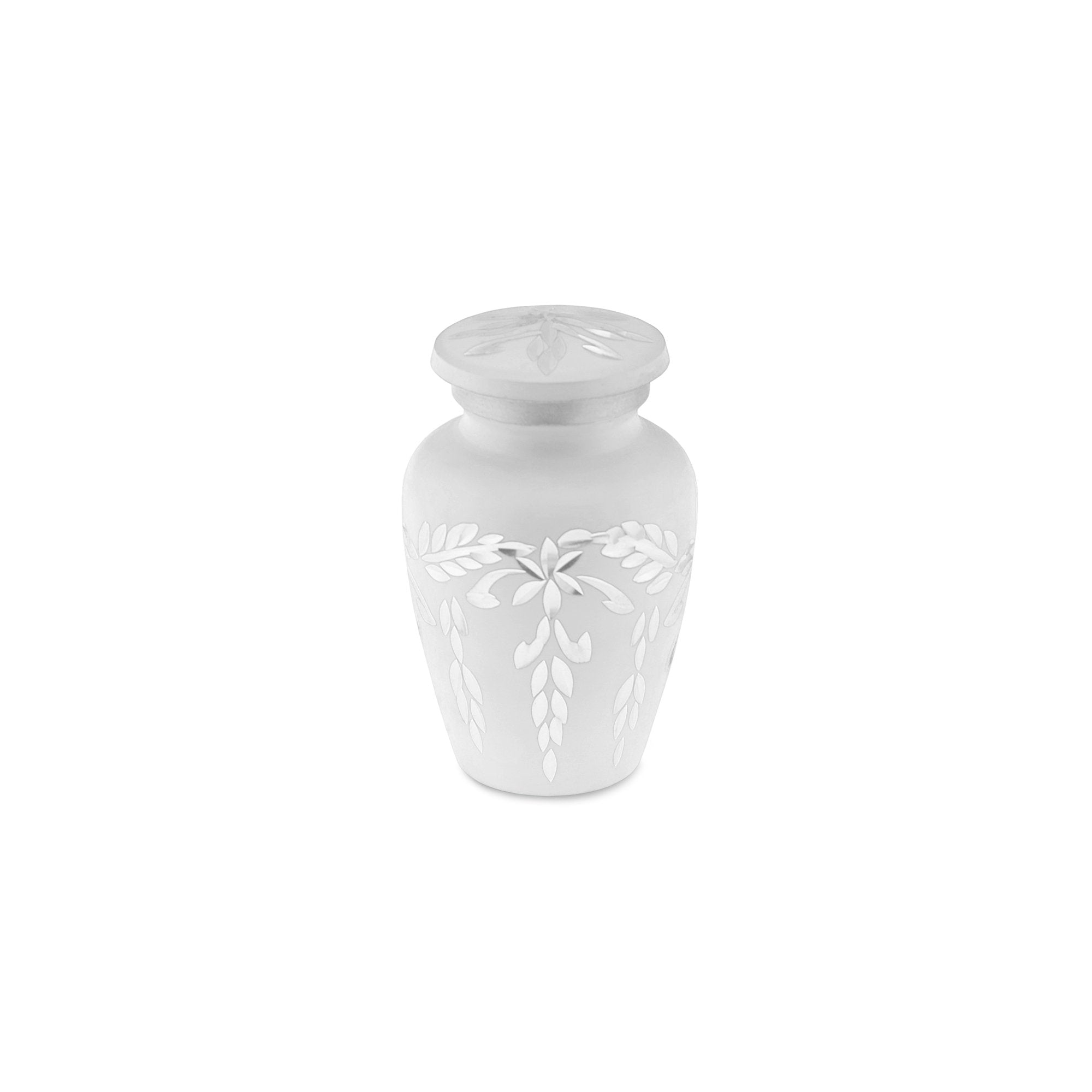 Flourish Metal Adult Keepsake / Miniature Cremation Urn for Ashes in Matt White - EverWith Memorial Jewellery - Trade