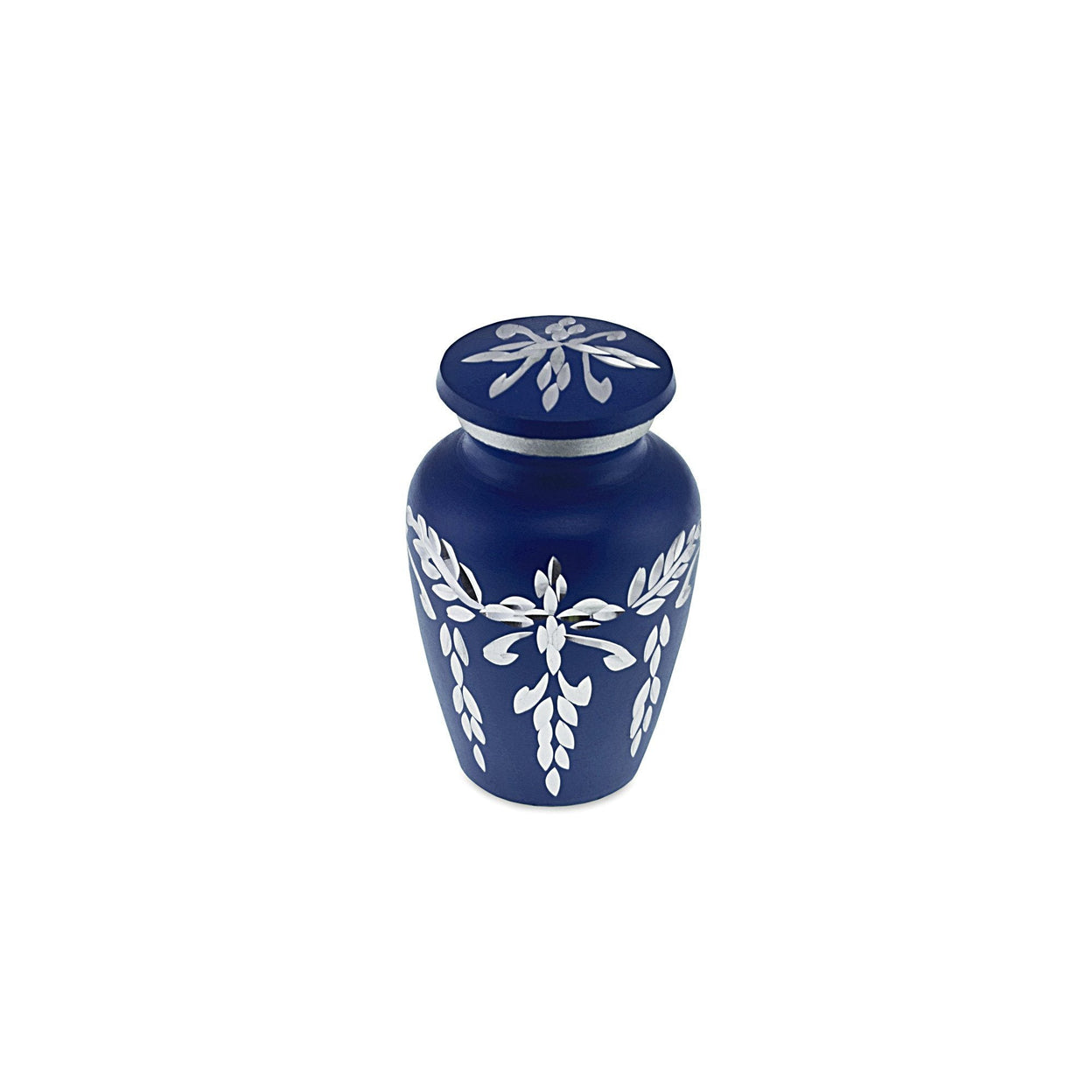 Load image into Gallery viewer, Flourish Metal Adult Keepsake / Miniature Cremation Urn for Ashes in Navy Blue - EverWith Memorial Jewellery - Trade