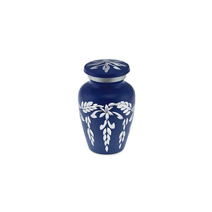 Flourish Metal Adult Keepsake / Miniature Cremation Urn for Ashes in Navy Blue - EverWith Memorial Jewellery - Trade