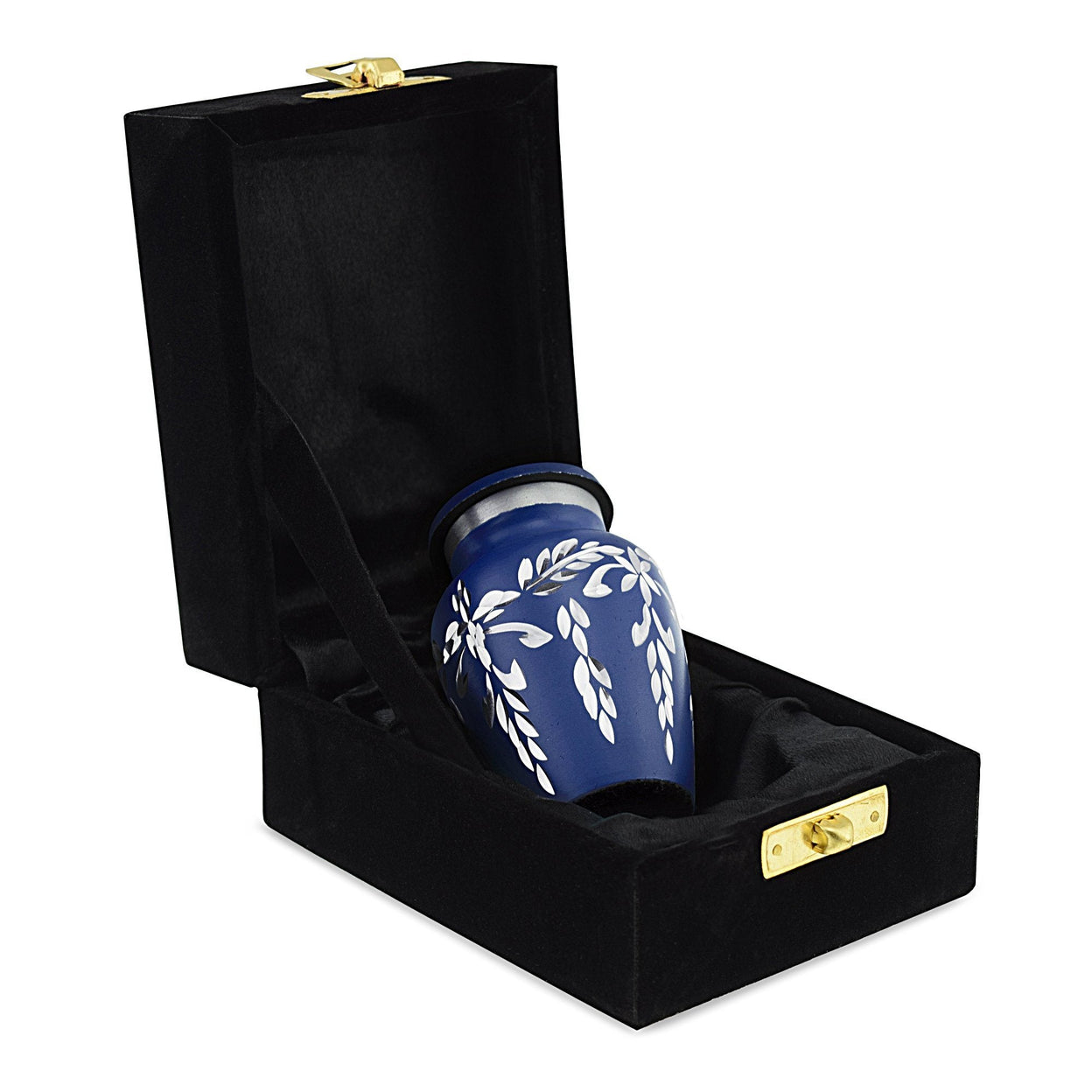 Load image into Gallery viewer, Flourish Metal Adult Keepsake / Miniature Cremation Urn for Ashes in Navy Blue - EverWith Memorial Jewellery - Trade