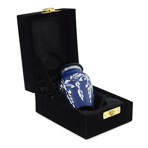 Flourish Metal Adult Keepsake / Miniature Cremation Urn for Ashes in Navy Blue - EverWith Memorial Jewellery - Trade