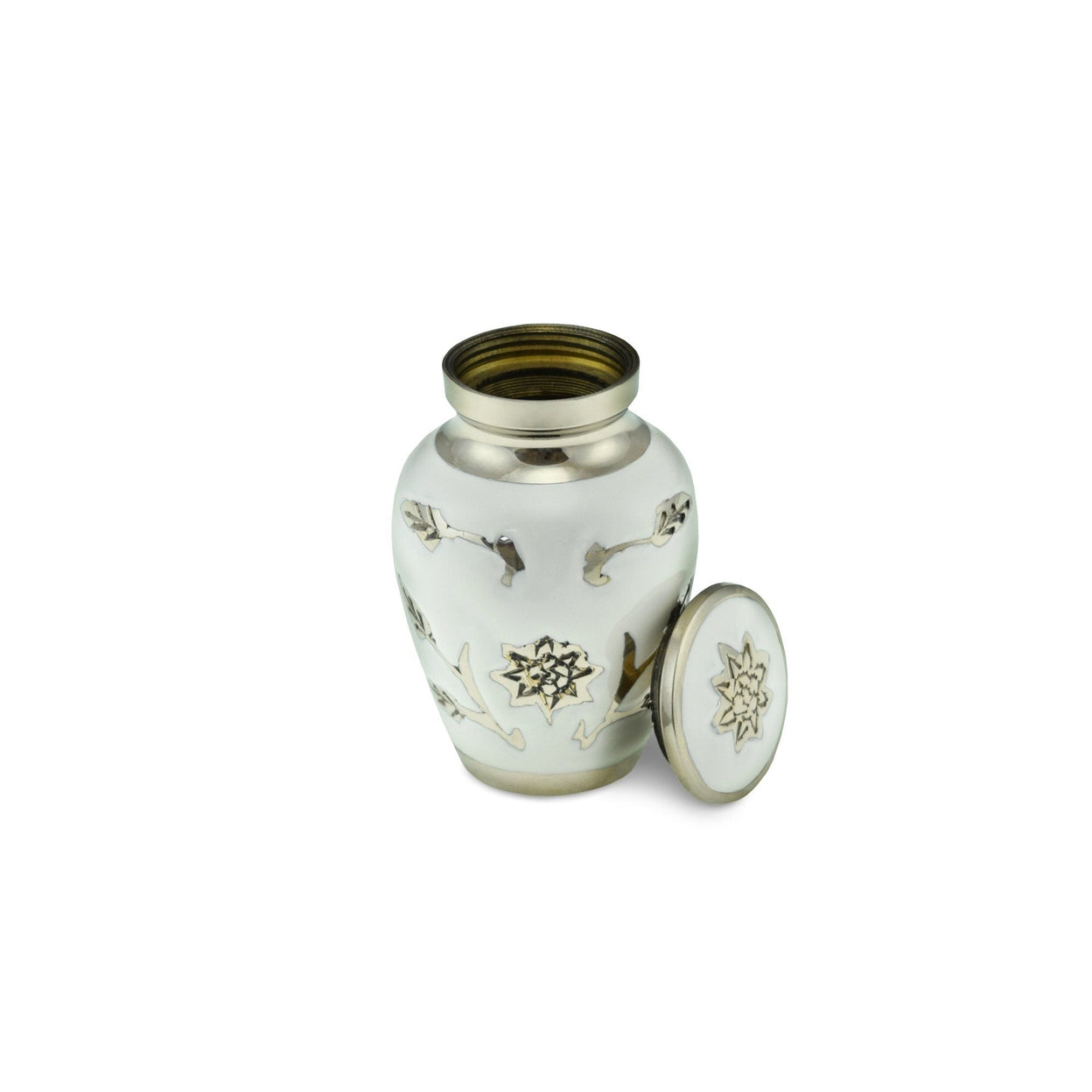 Load image into Gallery viewer, Sun Flower Keepsake Polished White Adult Cremation Urn - EverWith Memorial Jewellery - Trade