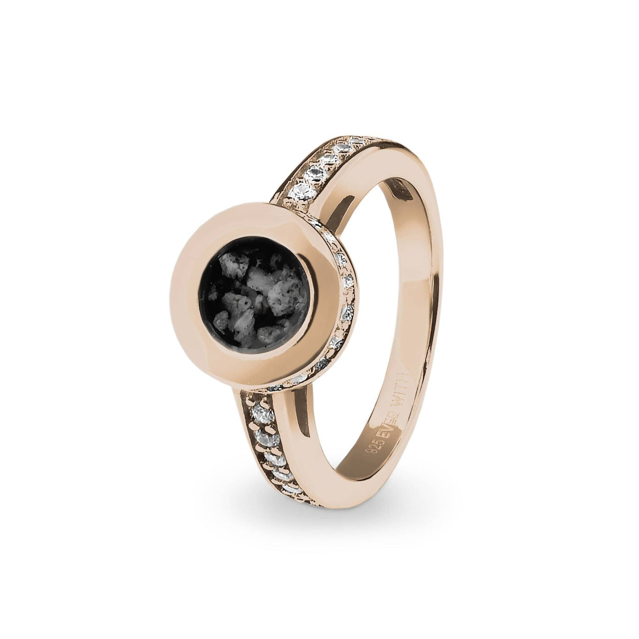 Load image into Gallery viewer, EverWith Ladies Round Halo Memorial Ashes Ring with Fine Crystals