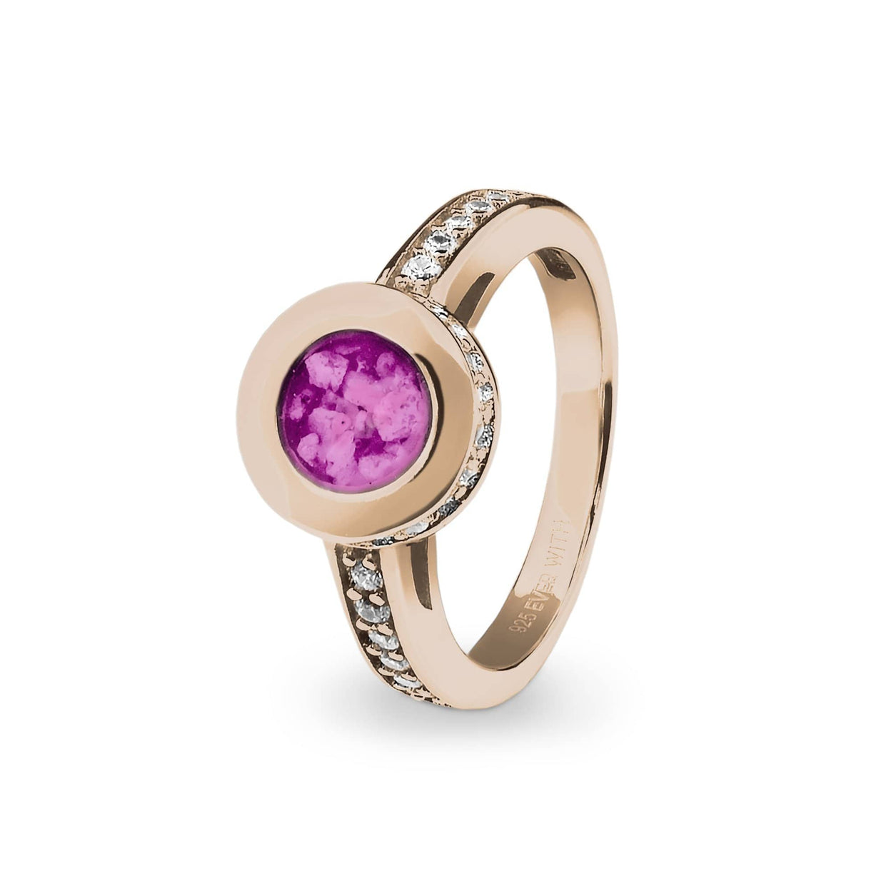 Load image into Gallery viewer, EverWith Ladies Round Halo Memorial Ashes Ring with Fine Crystals