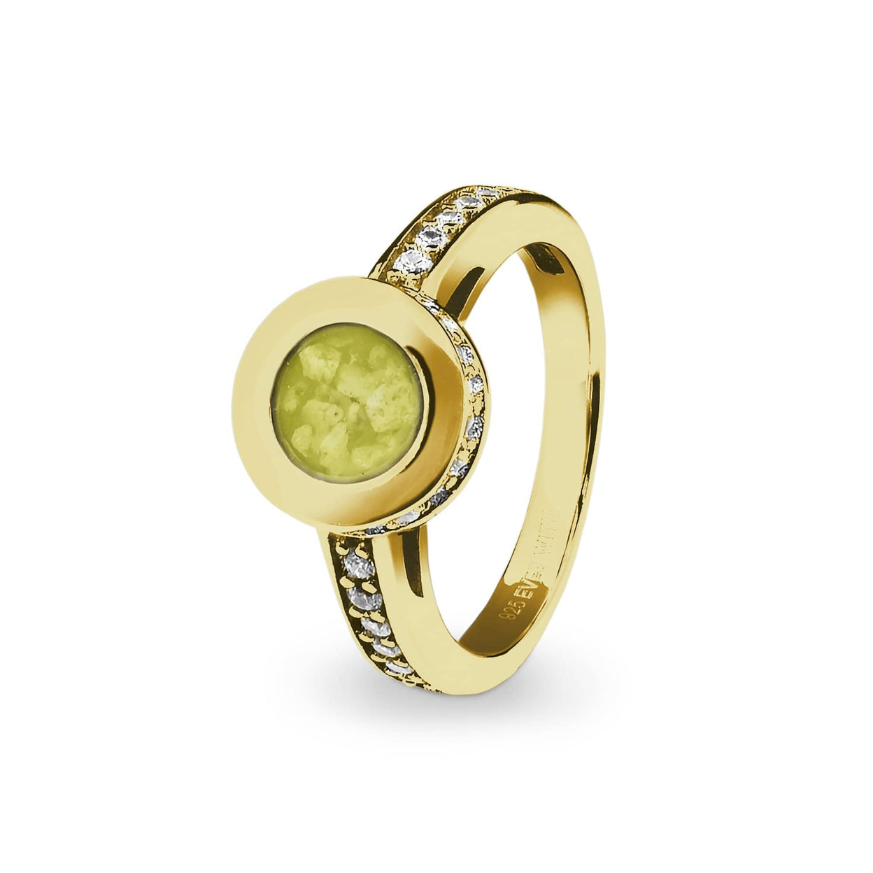 Load image into Gallery viewer, EverWith Ladies Round Halo Memorial Ashes Ring with Fine Crystals