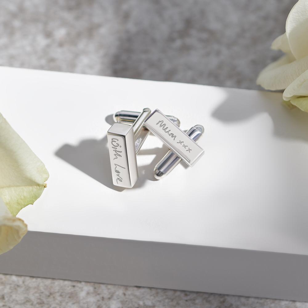 Load image into Gallery viewer, EverWith Engraved Bar Handwriting Memorial Cufflinks - EverWith Memorial Jewellery - Trade