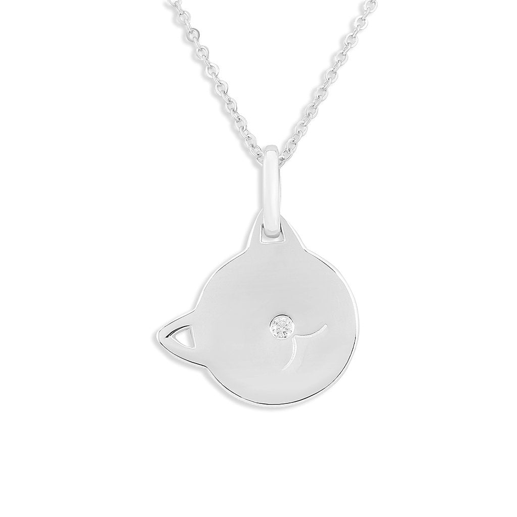 Load image into Gallery viewer, EverWith Engraved Cat Drawing Memorial Pendant with Fine Crystal - EverWith Memorial Jewellery - Trade