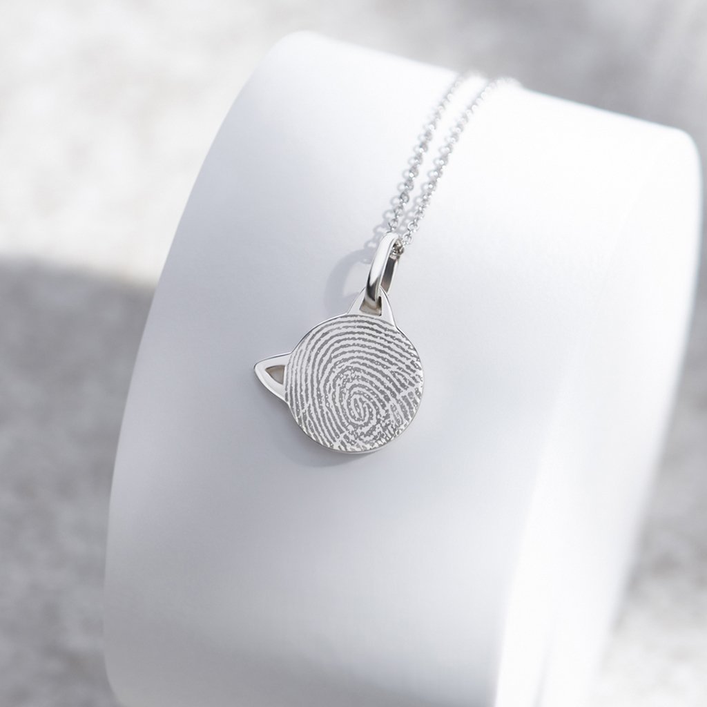 Load image into Gallery viewer, EverWith Engraved Cat Fingerprint Memorial Pendant with Fine Crystal - EverWith Memorial Jewellery - Trade