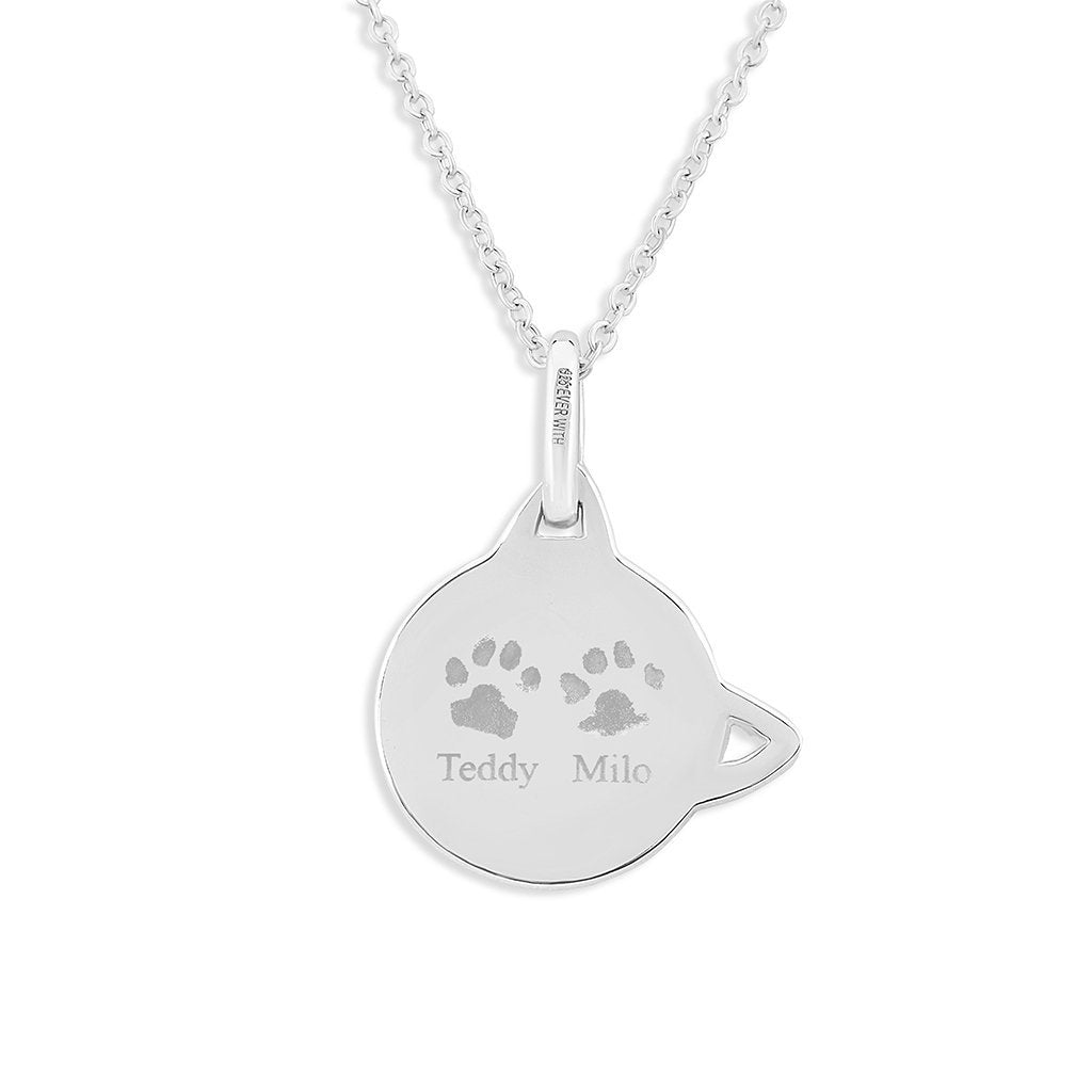 EverWith Engraved Cat Pawprint Memorial Pendant with Fine Crystal - EverWith Memorial Jewellery - Trade