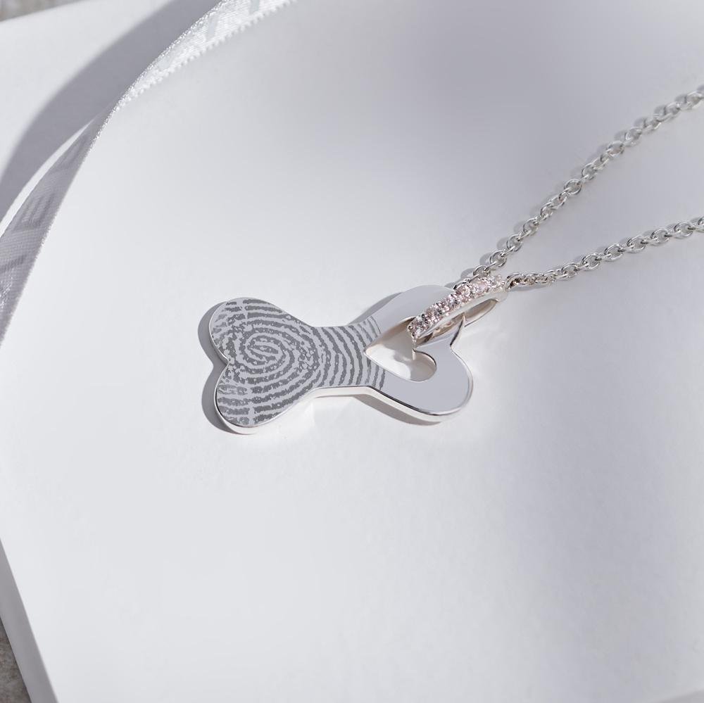 Load image into Gallery viewer, EverWith Engraved Dog Bone Fingerprint Memorial Necklace with Fine Crystals - EverWith Memorial Jewellery - Trade