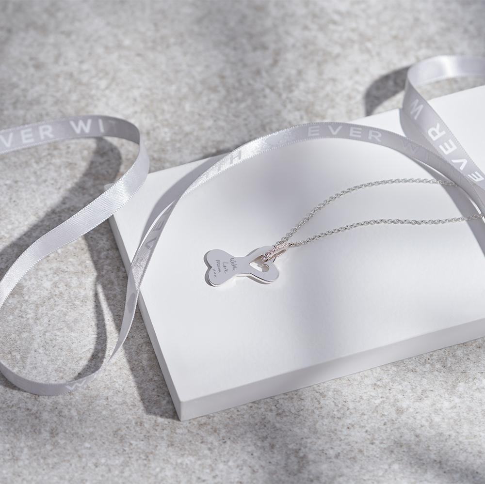 EverWith Engraved Dog Bone Handwriting Memorial Necklace with Fine Crystals - EverWith Memorial Jewellery - Trade