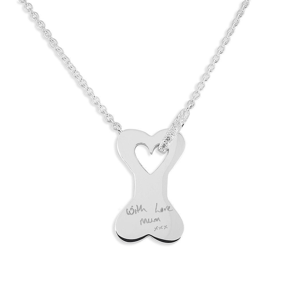 Load image into Gallery viewer, EverWith Engraved Dog Bone Handwriting Memorial Necklace with Fine Crystals - EverWith Memorial Jewellery - Trade