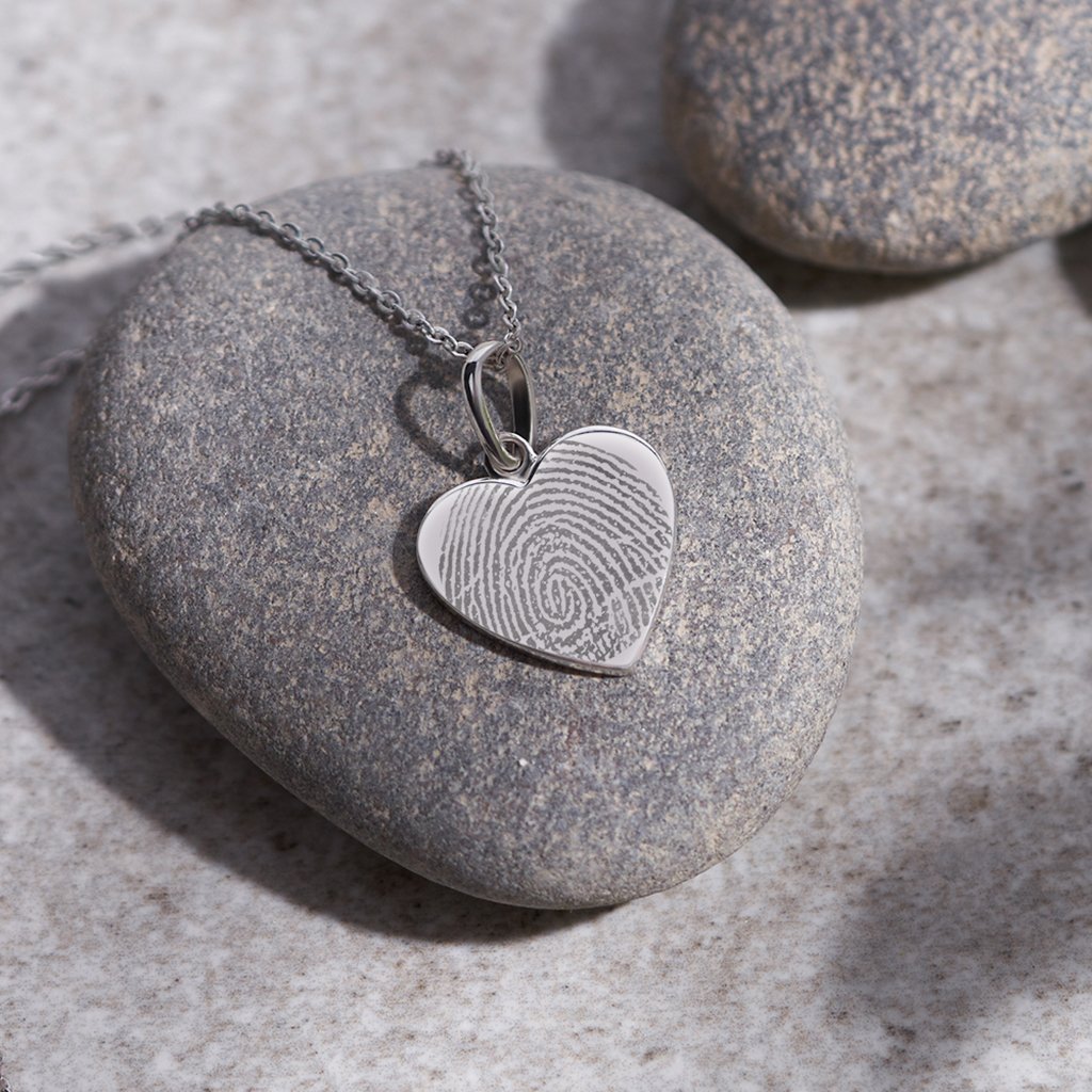 EverWith Engraved Half Heart Fingerprint Memorial Pendant - EverWith Memorial Jewellery - Trade