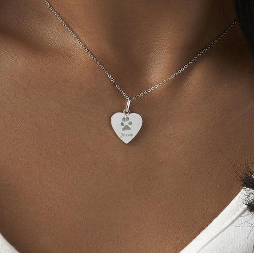 EverWith Engraved Half Heart Pawprint Memorial Pendant - EverWith Memorial Jewellery - Trade