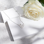 EverWith Engraved Heart and Bow Handprint or Footprint Necklace with Fine Crystal - EverWith Memorial Jewellery - Trade