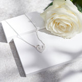 EverWith Engraved Heart and Bow Handprint or Footprint Necklace with Fine Crystal - EverWith Memorial Jewellery - Trade