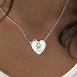 EverWith Engraved Heart and Bow Pawprint Memorial Necklace with Fine Crystal - EverWith Memorial Jewellery - Trade