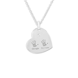 EverWith Engraved Heart Handprint or Footprint Memorial Pendant with Fine Crystal - EverWith Memorial Jewellery - Trade